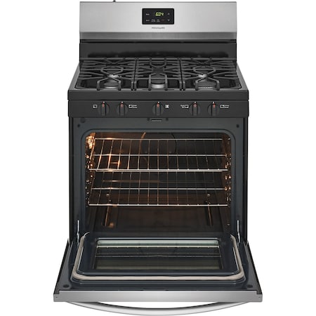 Frigidaire 30-in. Stainless Steel Gas Freestanding Range with Continuous Grates and Storage Drawer FCRG3052AS